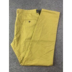 A/X Le Collezioni Mens 100% Cotton Flat Front Chino Pants Size 34x31 Mustard
